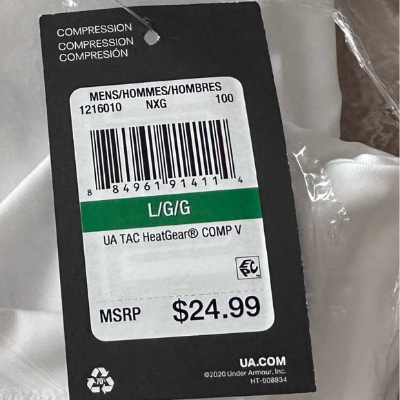 NWT Under Armour Men's V-neck Compression Short-sleeve T-shirt, White, Size L - Picture 13 of 13